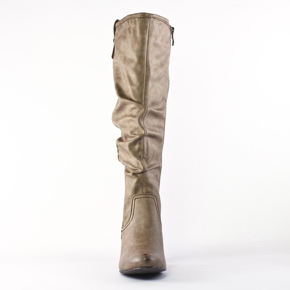 boots cuir beige femme