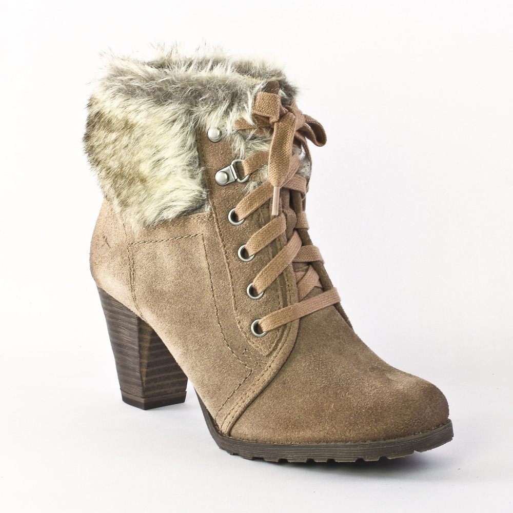 bottines a talon beige
