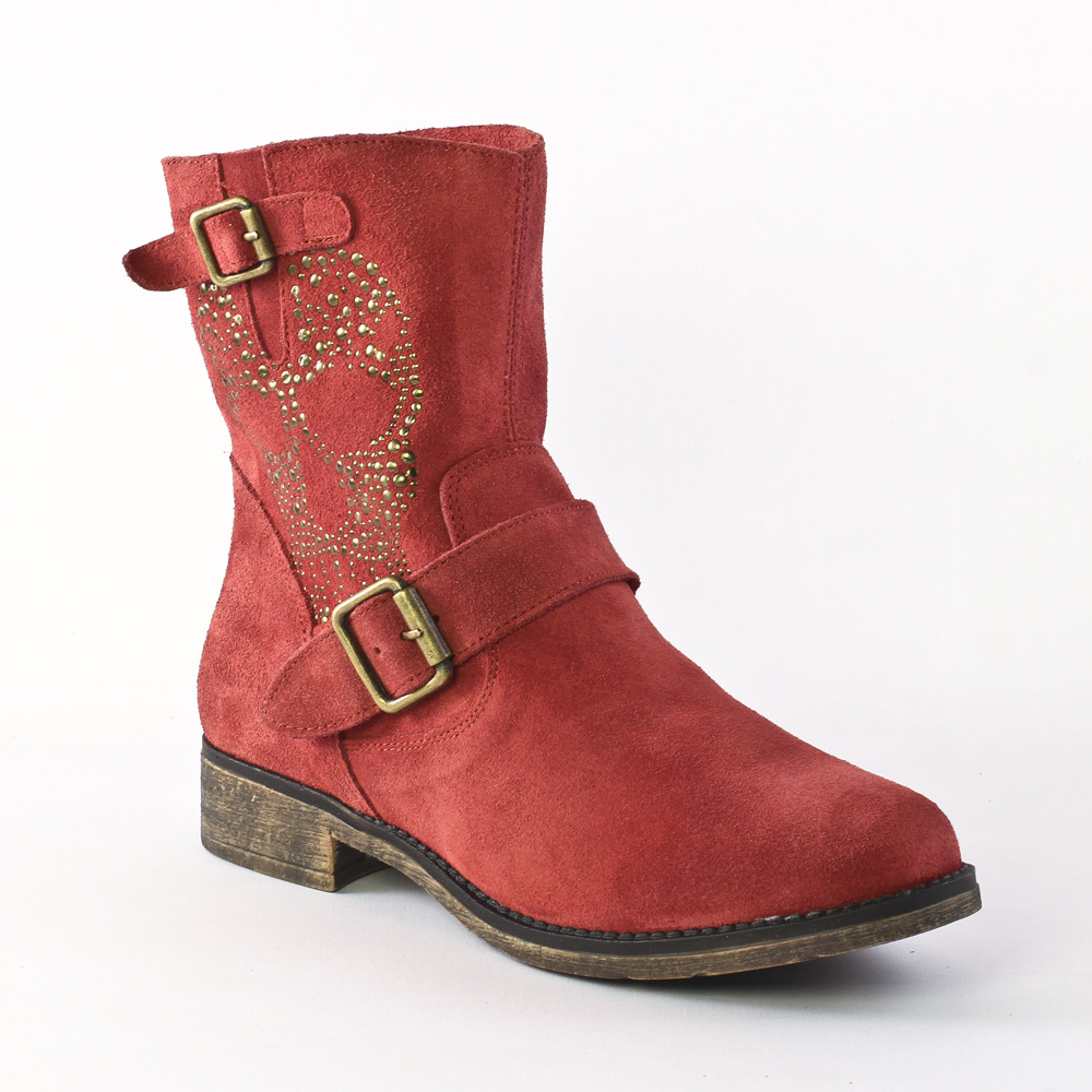 bottines femme rouge bordeaux