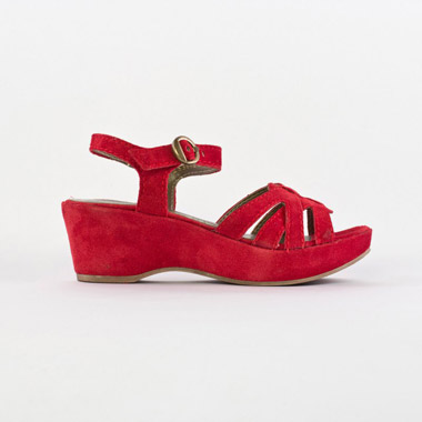 nu-pieds compensés rouge mode femme printemps été - Photo Produit 3