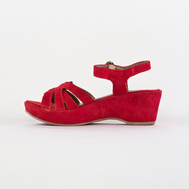 nu-pieds compensés rouge mode femme printemps été - Photo Produit 2