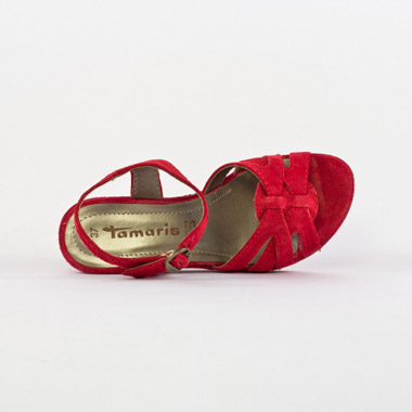 nu-pieds compensés rouge mode femme printemps été - Photo Produit 4
