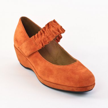 Babies Compensées Mamzelle Leslie Velours Rouille, vue principale de la chaussure femme